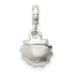 Sterling Silver Hot Pink Enamel Flower With CZ Enhancer