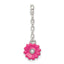 Sterling Silver Pink Enamel Flower w/ CZ 1/2in Dangle Enhancer