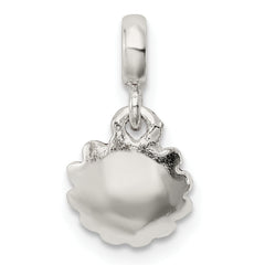 Sterling Silver Red Enameled Flower With CZ Enhancer