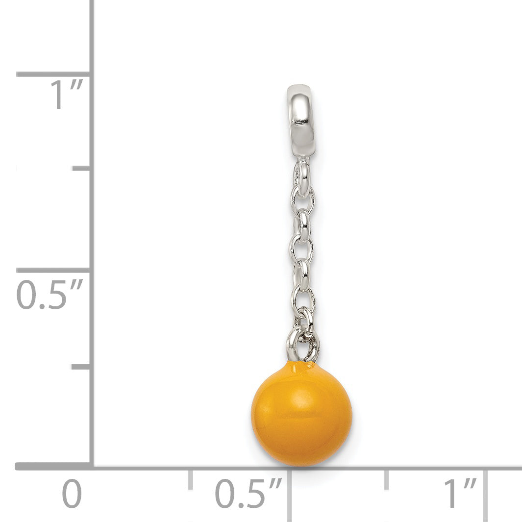 Sterling Silver Yellow Enameled Bead 1/2in Dangle Enhancer