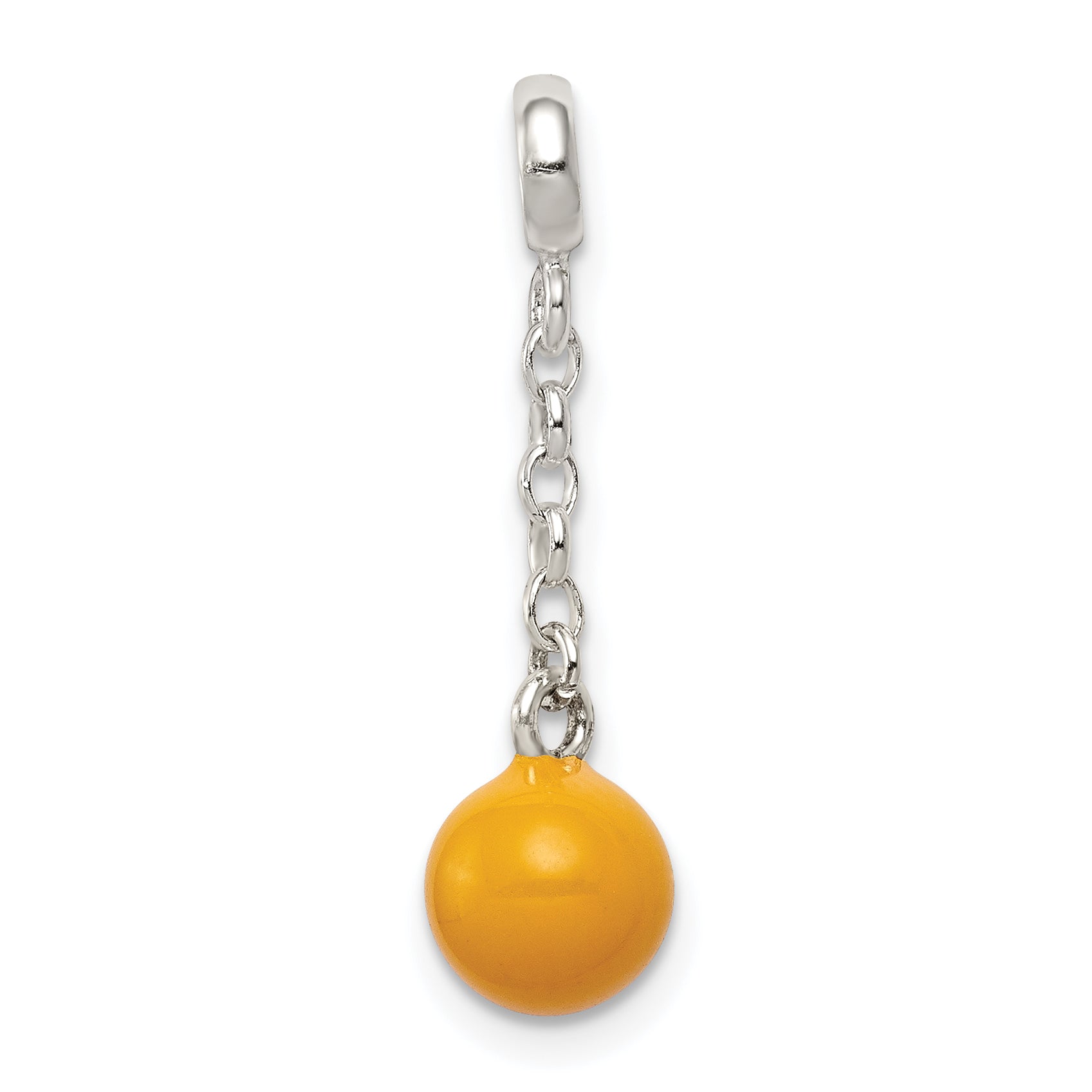 Sterling Silver Yellow Enameled Bead 1/2in Dangle Enhancer