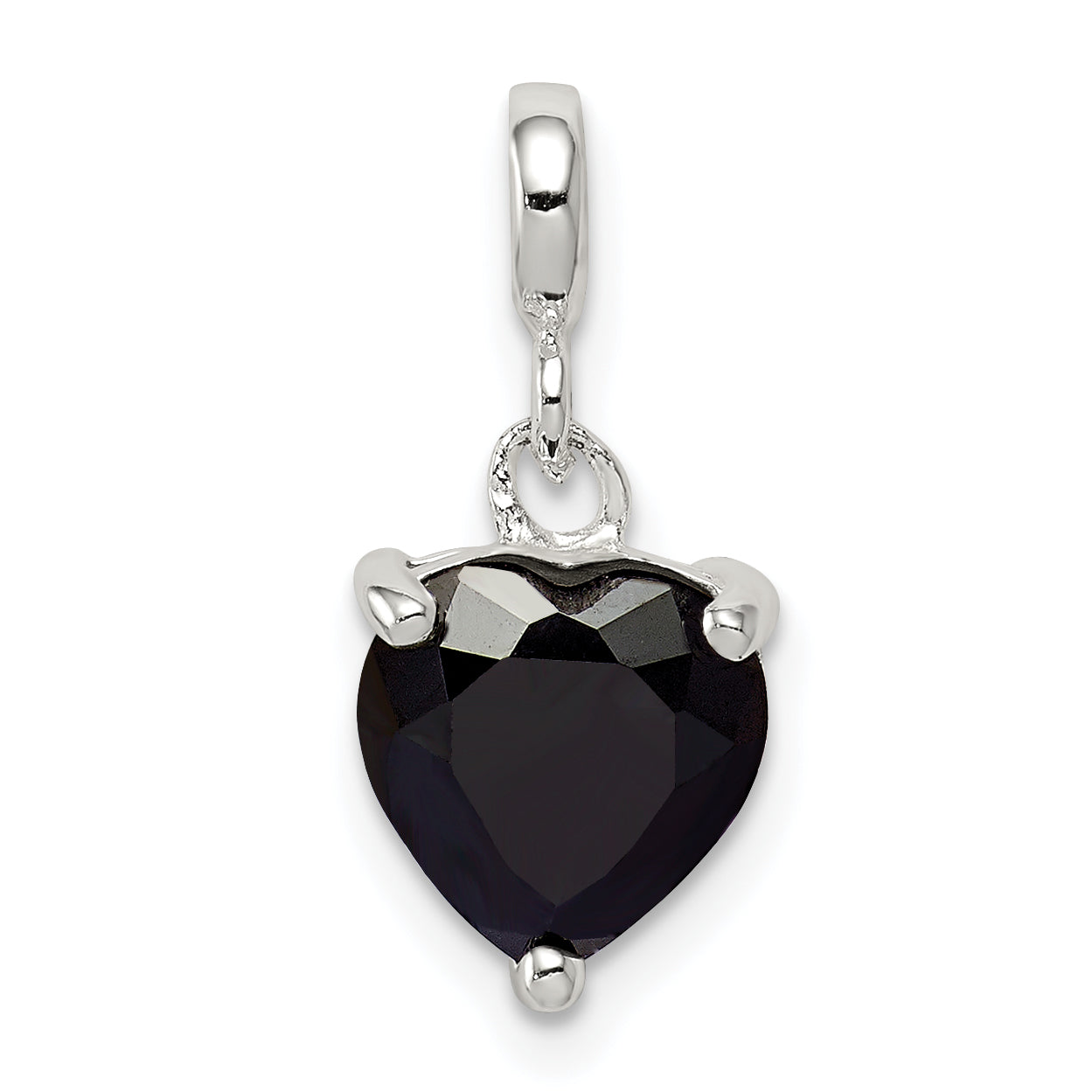 Sterling Silver Black CZ Heart Enhancer
