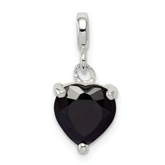 Sterling Silver Black CZ Heart Enhancer