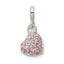 Sterling Silver Pink CZ Puffed Heart Enhancer