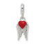 Sterling Silver Red Enameled Heart w/ Wings Enhancer