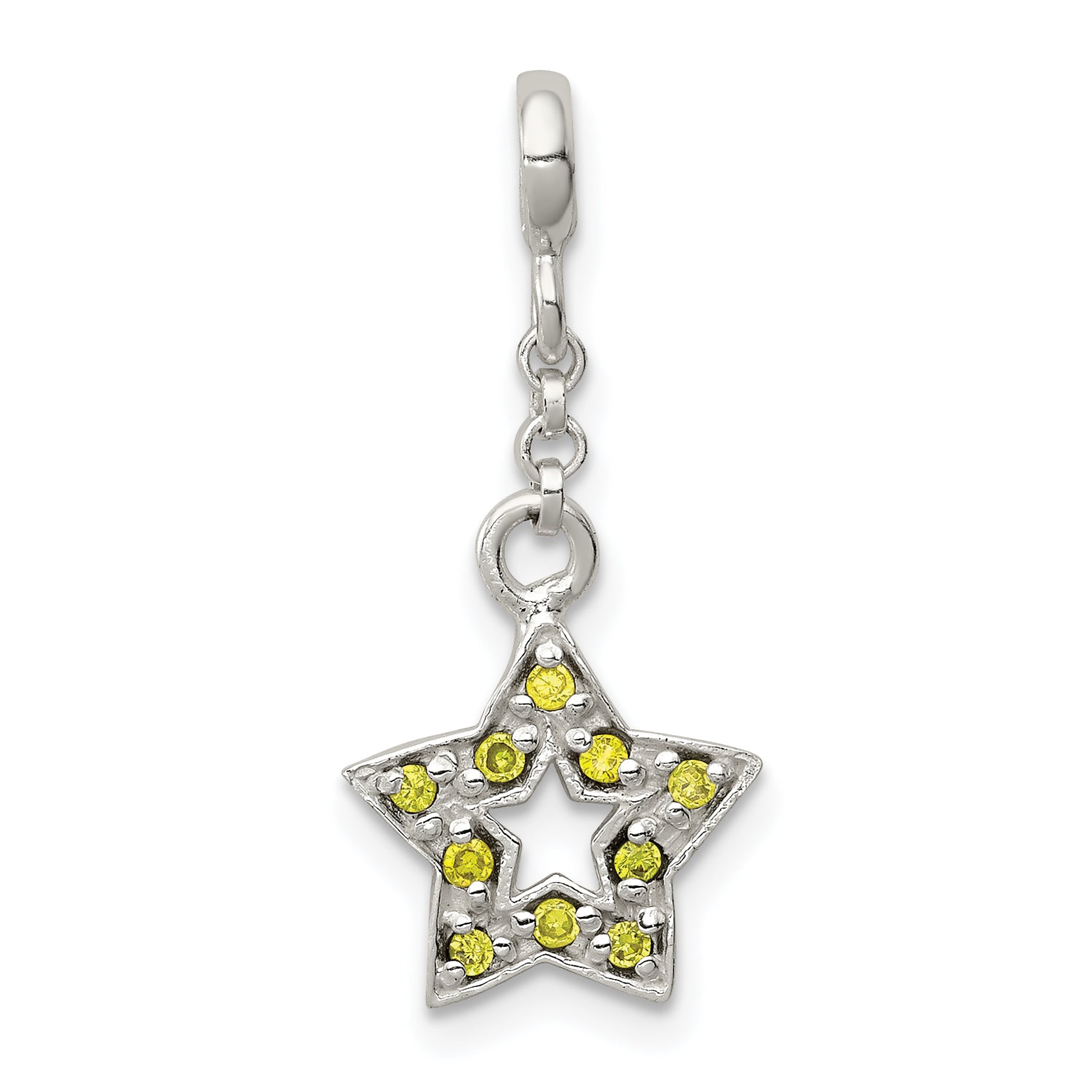 Sterling Silver Green CZ Star 1/2in Dangle Enhancer