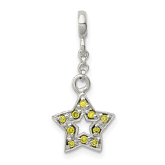 Sterling Silver Green CZ Star 1/2in Dangle Enhancer