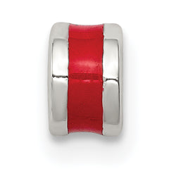 Sterling Silver 925 Red Enameled Spacer Bead with Solid Cast Design
