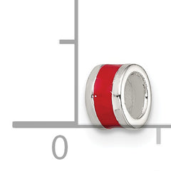 Sterling Silver 925 Red Enameled Spacer Bead with Solid Cast Design