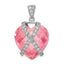 Pink & Clear Cubic Zirconia Heart Pendant in Sterling Silver, 35mm - Sophia Jewelers