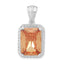 Champagne Cubic Zirconia Rectangle Pendant in Sterling Silver, 34mm - Sophia Jewelers