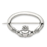 Sterling Silver Antiqued Claddagh Pin
