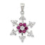 Snowflake Charm in Sterling Silver with Lab-Created Ruby & Cubic Zirconia, 28mm - Sophia Jewelers