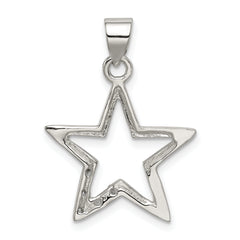 Sterling Silver Rhodium-plated CZ Star Pendant