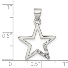 Sterling Silver Rhodium-plated CZ Star Pendant