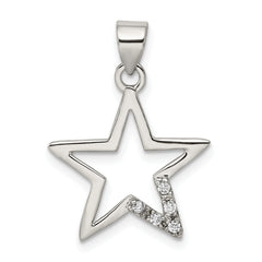 Sterling Silver Rhodium-plated CZ Star Pendant