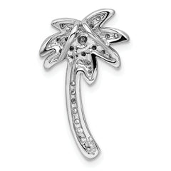 Sterling Silver Rhodium Plated CZ Palm Tree Chain Slide