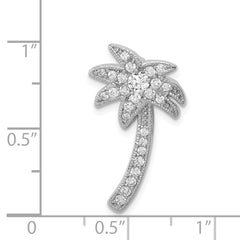 Sterling Silver Rhodium Plated CZ Palm Tree Chain Slide