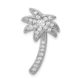 Sterling Silver Rhodium Plated CZ Palm Tree Chain Slide