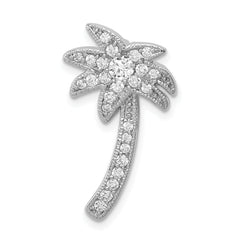Sterling Silver Rhodium Plated CZ Palm Tree Chain Slide