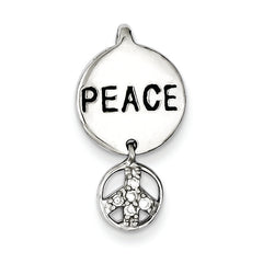 Sterling Silver Peace Sign CZ Pendant