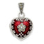 Heart Locket in Sterling Silver with Red Enamel & Marcasite, 26mm - Sophia Jewelers