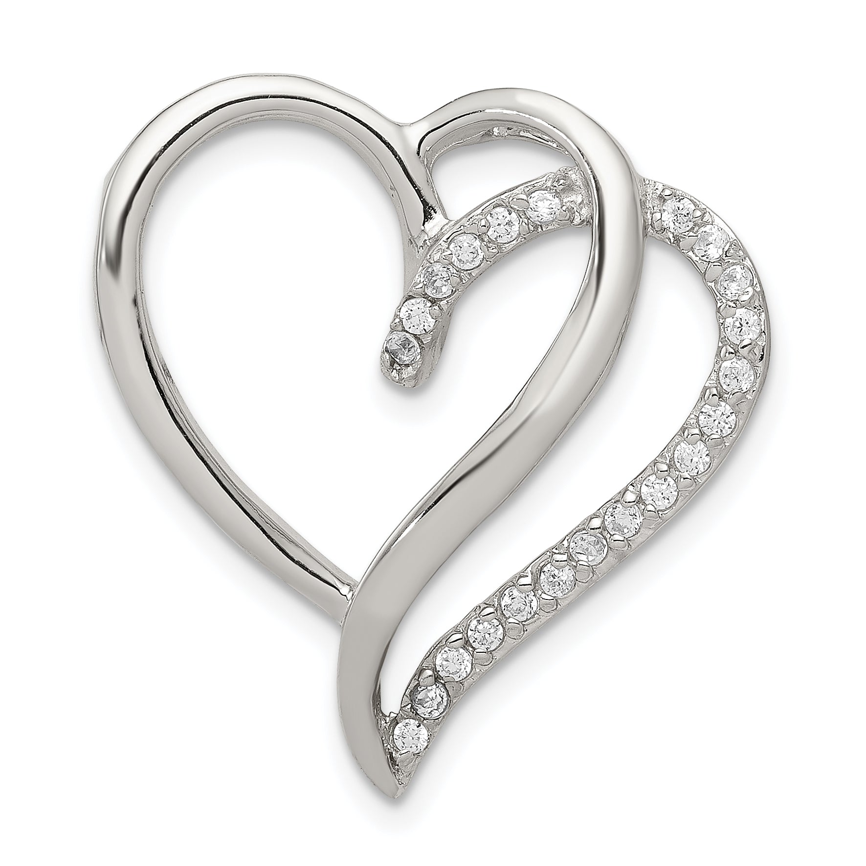 Sterling Silver CZ Heart Pendant