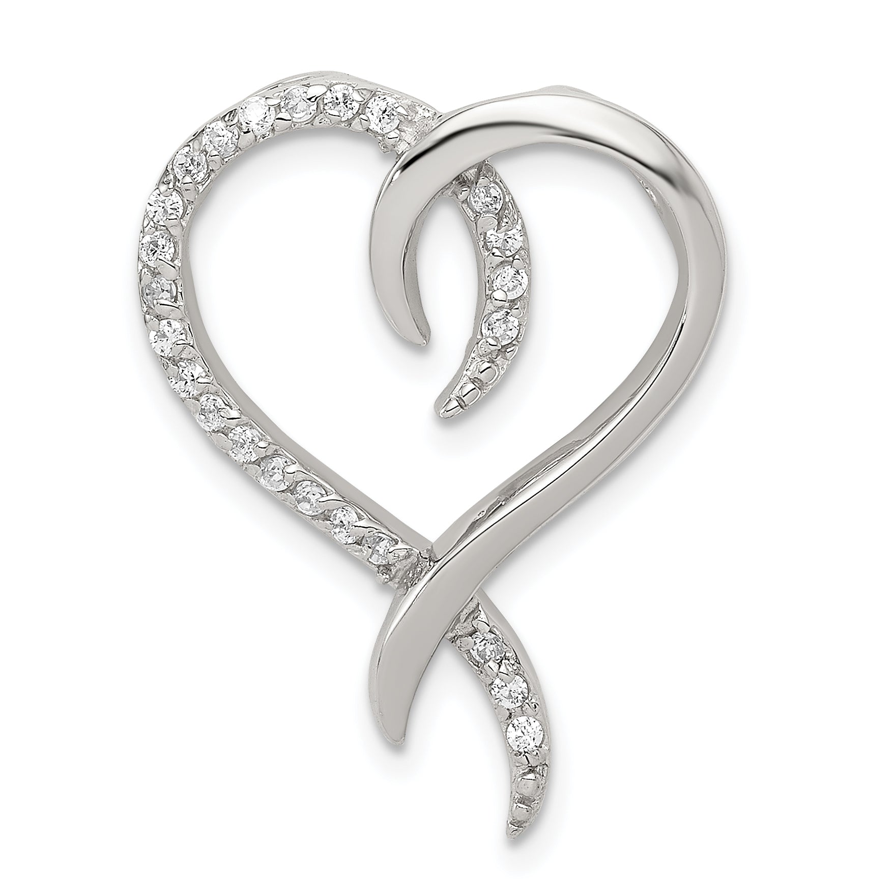 Sterling Silver CZ Heart Slide