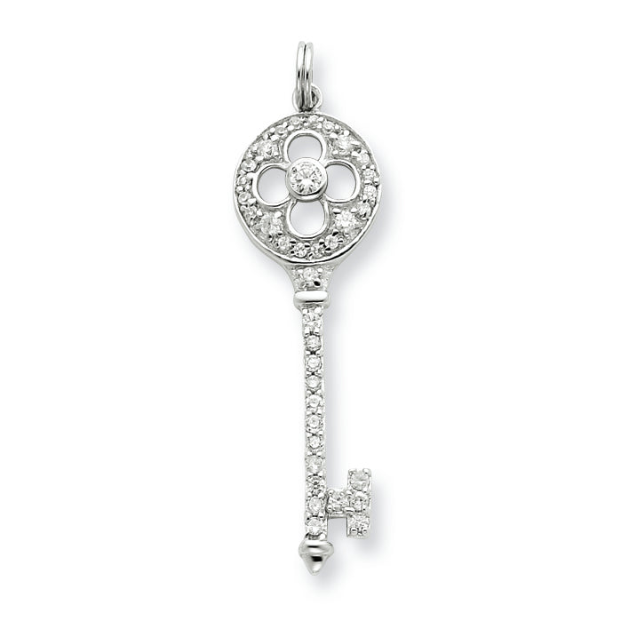 Sterling Silver and CZ Key Pendant