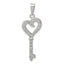 Cubic Zirconia Heart Key Pendant in Sterling Silver, 39mm - Sophia Jewelers