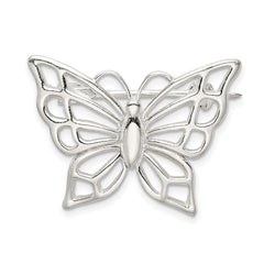 Sterling Silver Polished Butterfly Pin Brooch