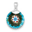 Multicolored Glass Circle Pendant in Sterling Silver, 29mm - Sophia Jewelers