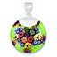 Multicolored Glass Pendant in Sterling Silver, 44mm Reversible - Sophia Jewelers