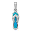 Sterling Silver Created Blue Inlay Opal Sandal Pendant
