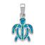 Sterling Silver Created Blue Opal Inlay Tortoise Pendant