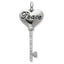 Cubic Zirconia Peace Heart Key Pendant in Sterling Silver, 48mm - Sophia Jewelers