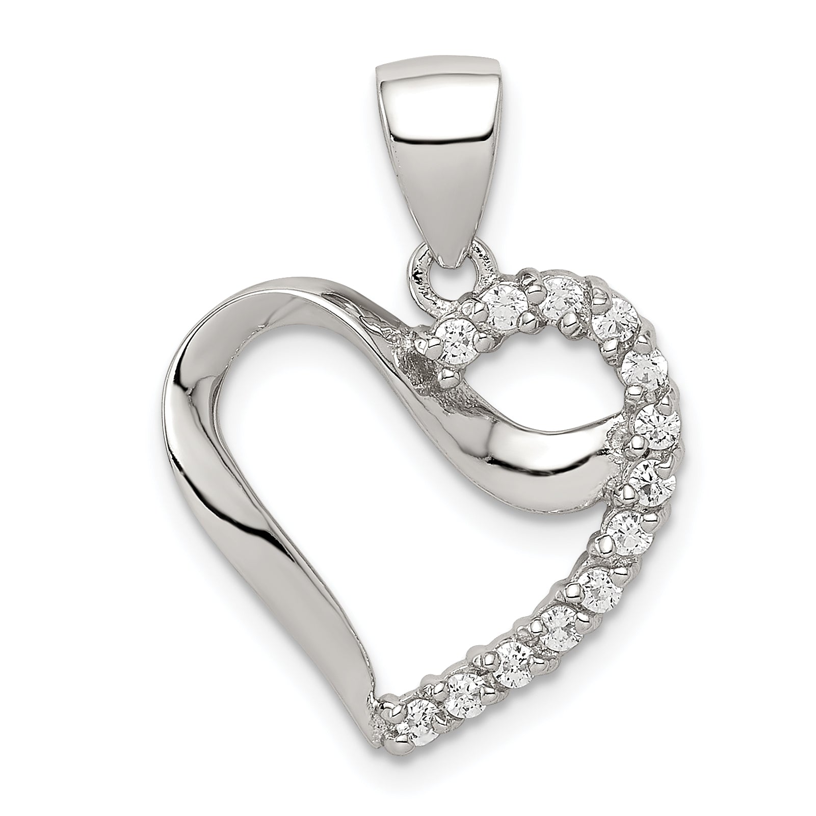 Sterling Silver CZ Heart Pendant