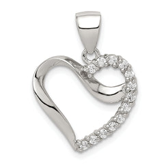 Sterling Silver CZ Heart Pendant