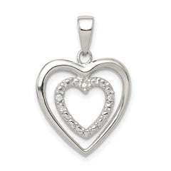 Sterling Silver CZ Double Heart Pendant