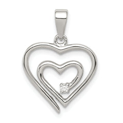 Sterling Silver Single CZ Heart Pendant