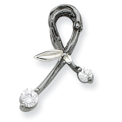 Sterling Silver, CZ & Rhodium Support Pendant