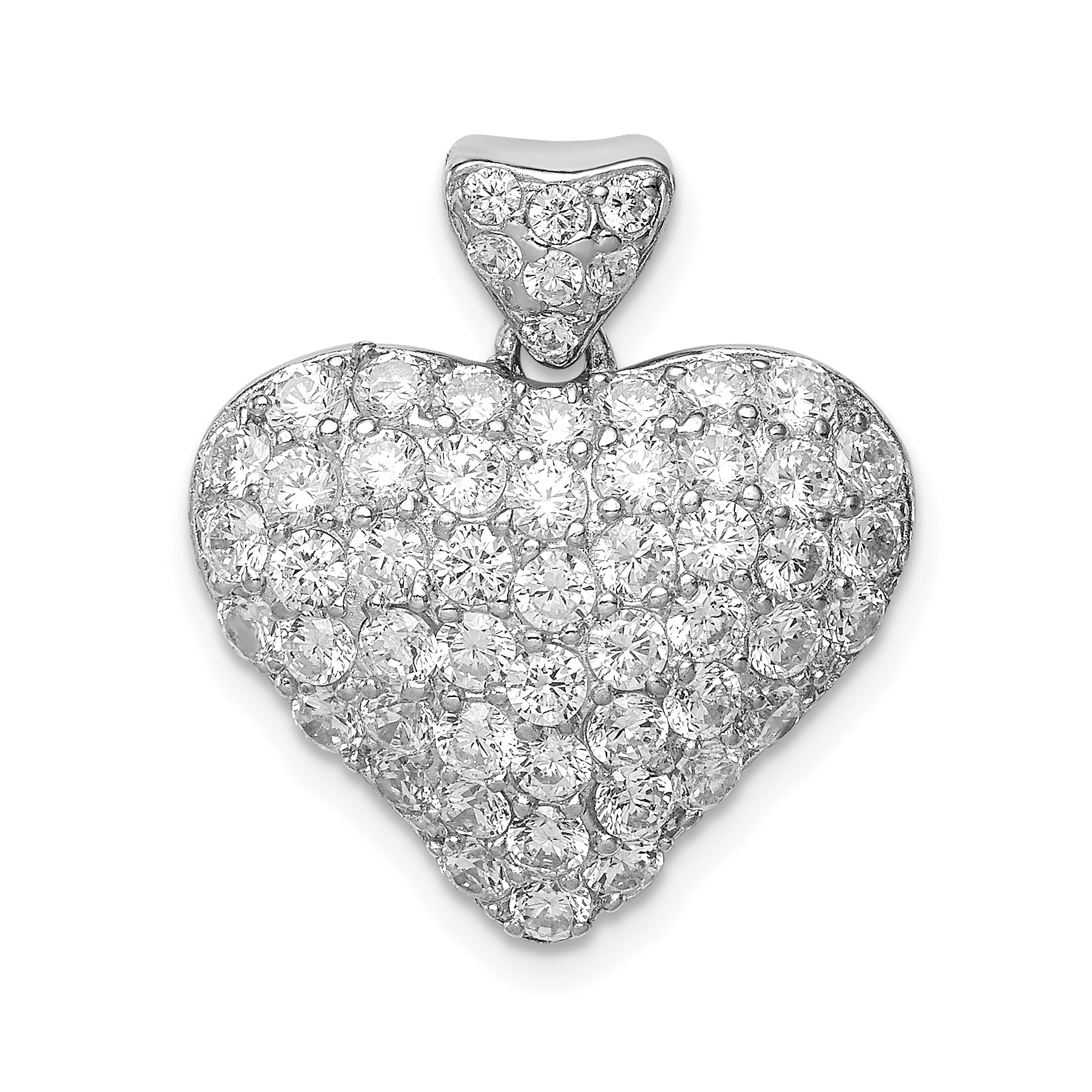 Sterling Silver CZ Puffed Heart Pendant