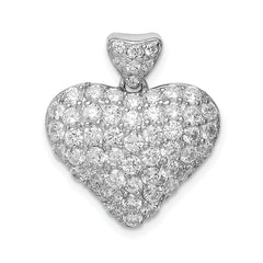 Sterling Silver CZ Puffed Heart Pendant