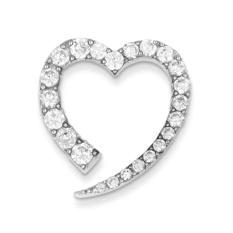 Sterling Silver & CZ Polished Heart Pendant