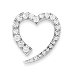 Sterling Silver & CZ Polished Heart Pendant