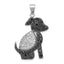Black & Clear Cubic Zirconia Dog Pendant in Sterling Silver, 35mm - Sophia Jewelers