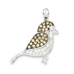 Sterling Silver Clear & Champagne CZ Bird Pendant