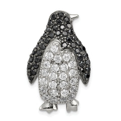 Sterling Silver Black & White CZ Penguin Slide