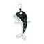 Black & White Cubic Zirconia Dolphin Pendant in Sterling Silver, 34mm - Sophia Jewelers