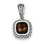 Sterling Silver Antiqued Brown CZ Pendant